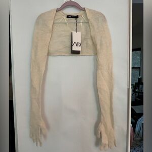 Zara alpaca blend gloved bolero cardigan- white limited edition (Size xs-s)
